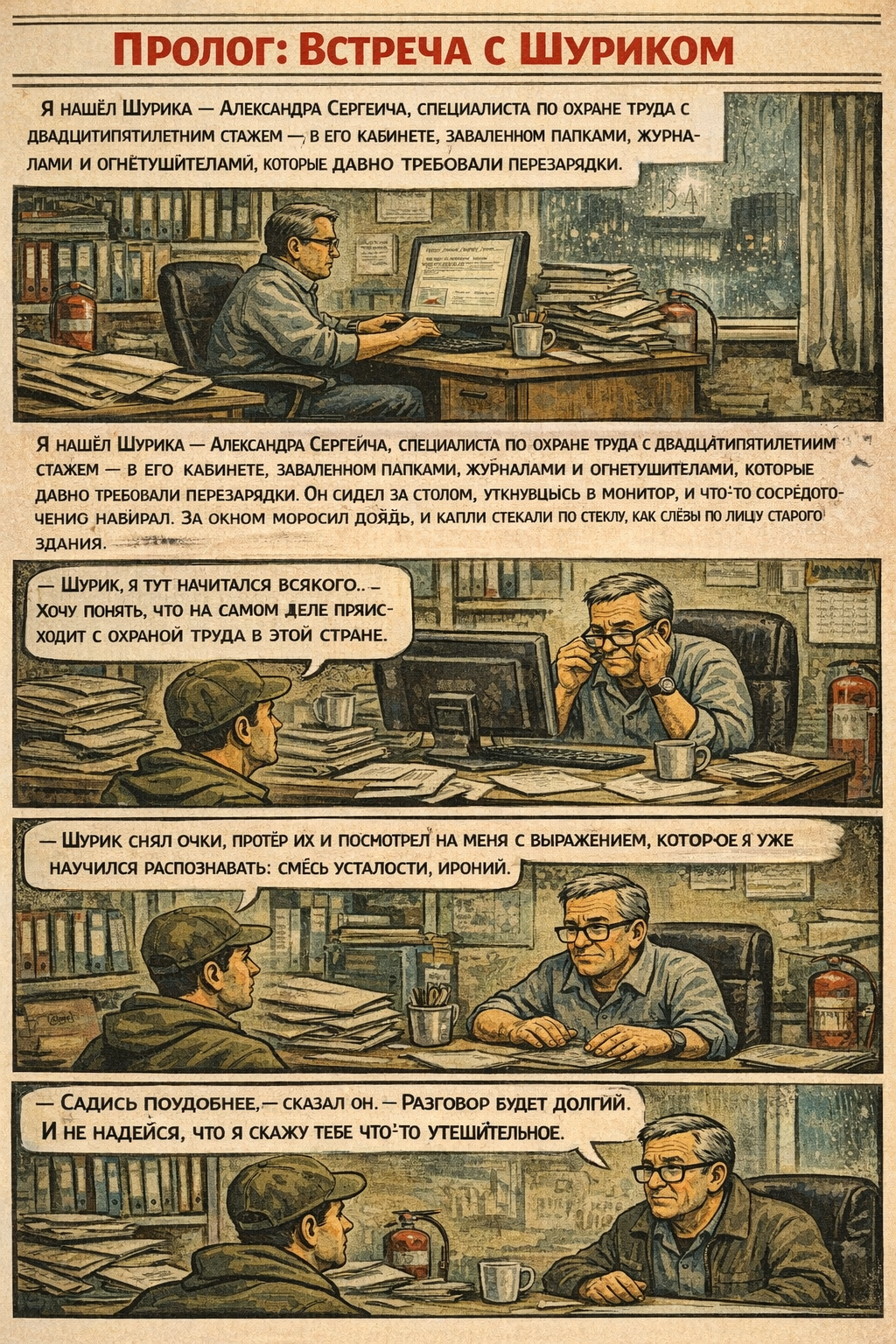 Рассказ ИИ про Шурика и охрану труда