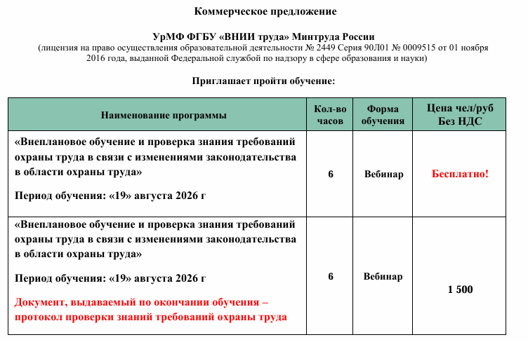 Почему я не хочу проходить внеочередное (или внеплановое?) обучение во ВНИИ труда?